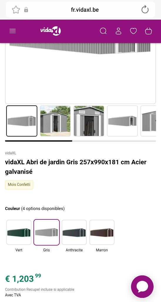Cabane abri de jardin metal neuve de 25,5 m2, Tuin en Terras, Tuinhuizen, Ophalen, 200 tot 400 cm, Tuinhuis, Nieuw