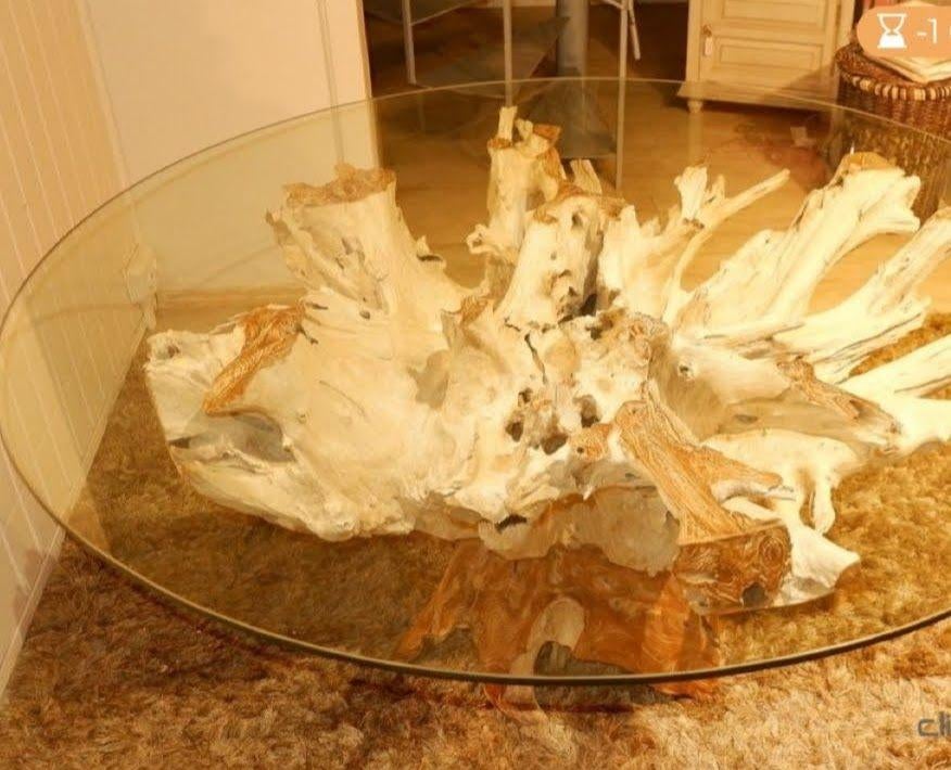 Table salle à manger souche de teck offre a partir de 3600, Maison & Meubles, Teck, Cinq personnes ou plus, Rond, Comme neuf