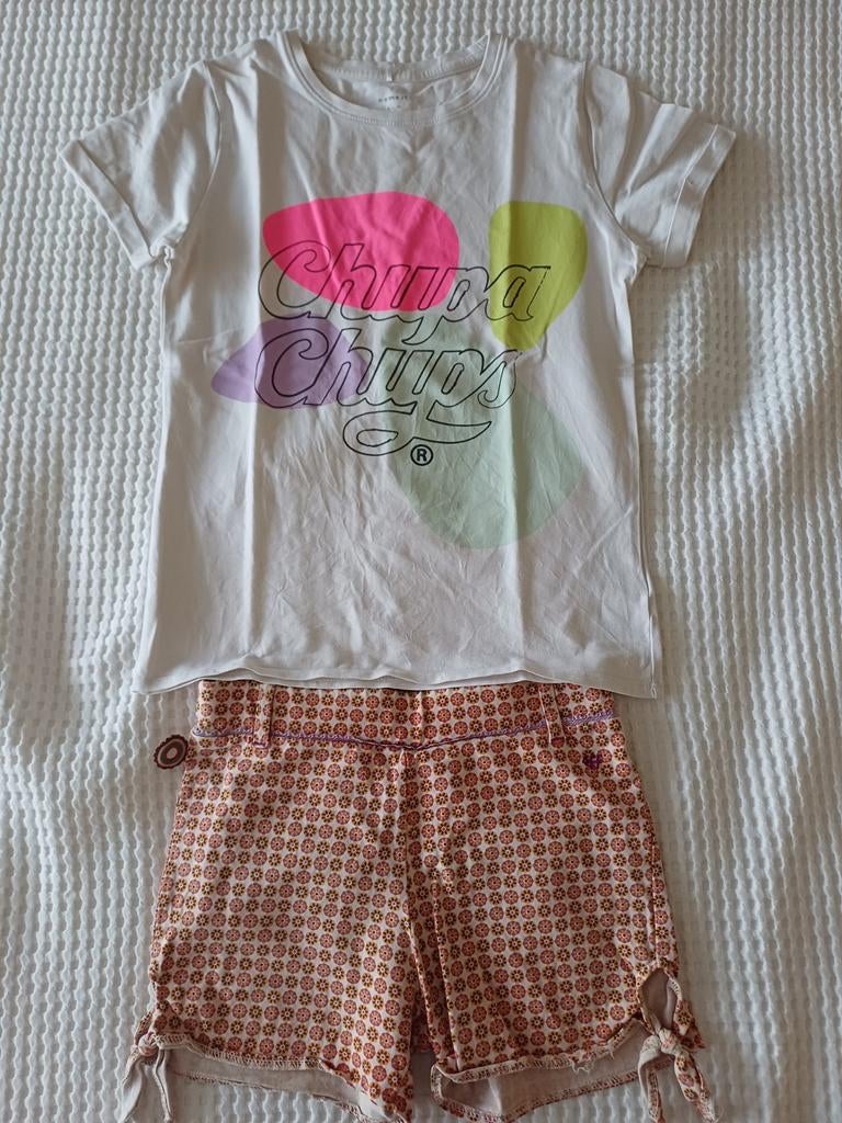 Setje top en short 134-140, Kinderen en Baby's, Kinderkleding | Maat 134, Ophalen of Verzenden, Gebruikt, Meisje