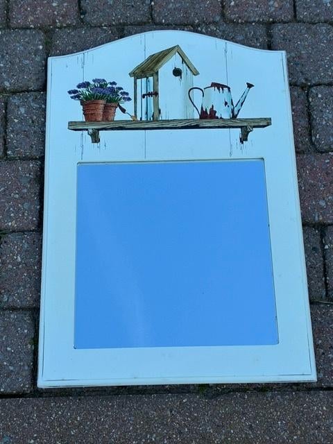 Spiegel in mooi houten wit kader., Huis en Inrichting, Woonaccessoires | Spiegels, Minder dan 50 cm, Ophalen of Verzenden, Zo goed als nieuw