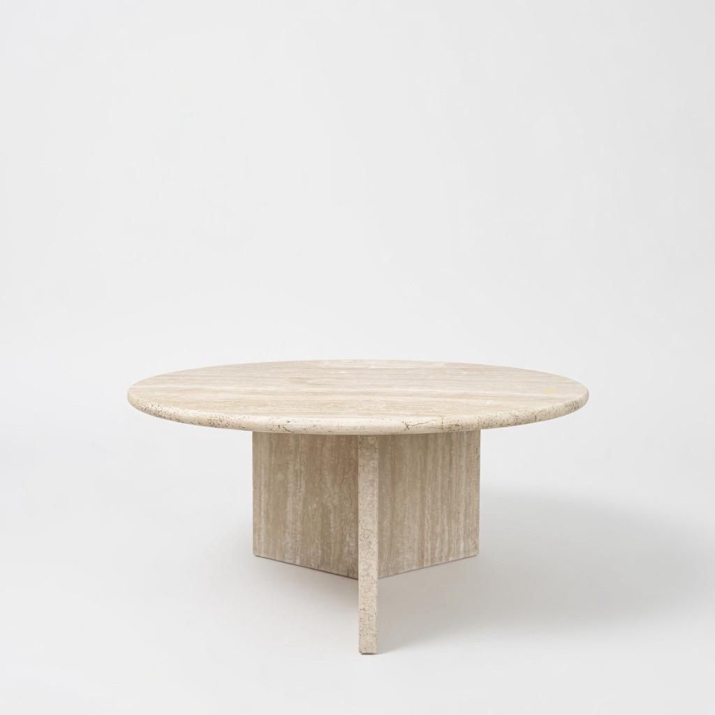 Travertin ronde salontafel, Maison & Meubles, Tables | Tables de salon, Enlèvement, Comme neuf