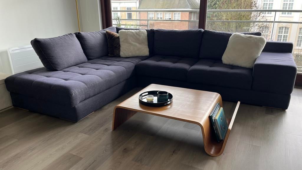 Superbe canapé d’angle gauche en tissu gris anthracite, Enlèvement, Comme neuf