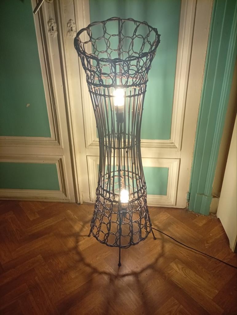 Jolie lampe chinoise en bambou originale. 1m10, Enlèvement