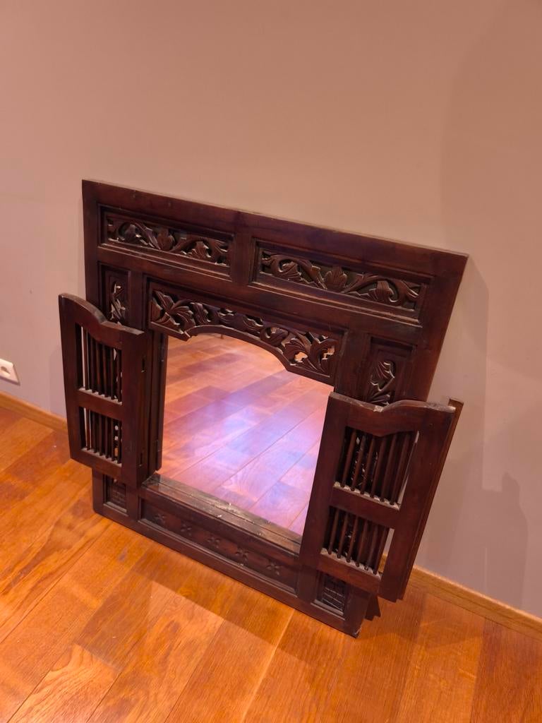 Magnifique miroir style exotique/colonial, Bois