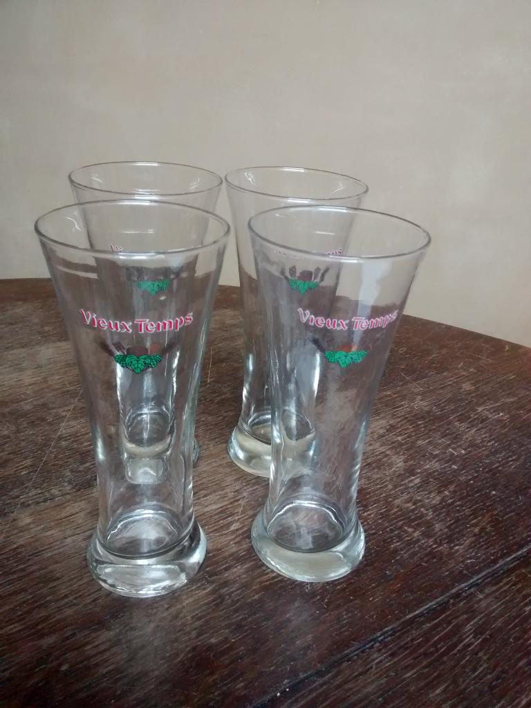 4 verres Vieux temps, Collections, Enlèvement, Comme neuf, Verre à bière