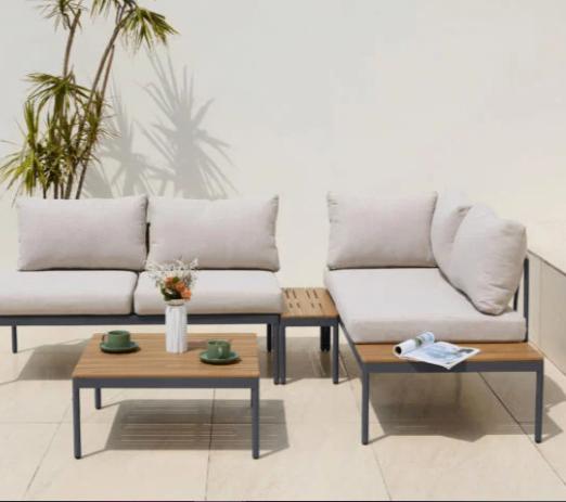 Ensemble de salon gris, Jardin & Terrasse, Ensembles de jardin, Comme neuf, Sets de jardin, Autres matériaux, 4 places, Banque