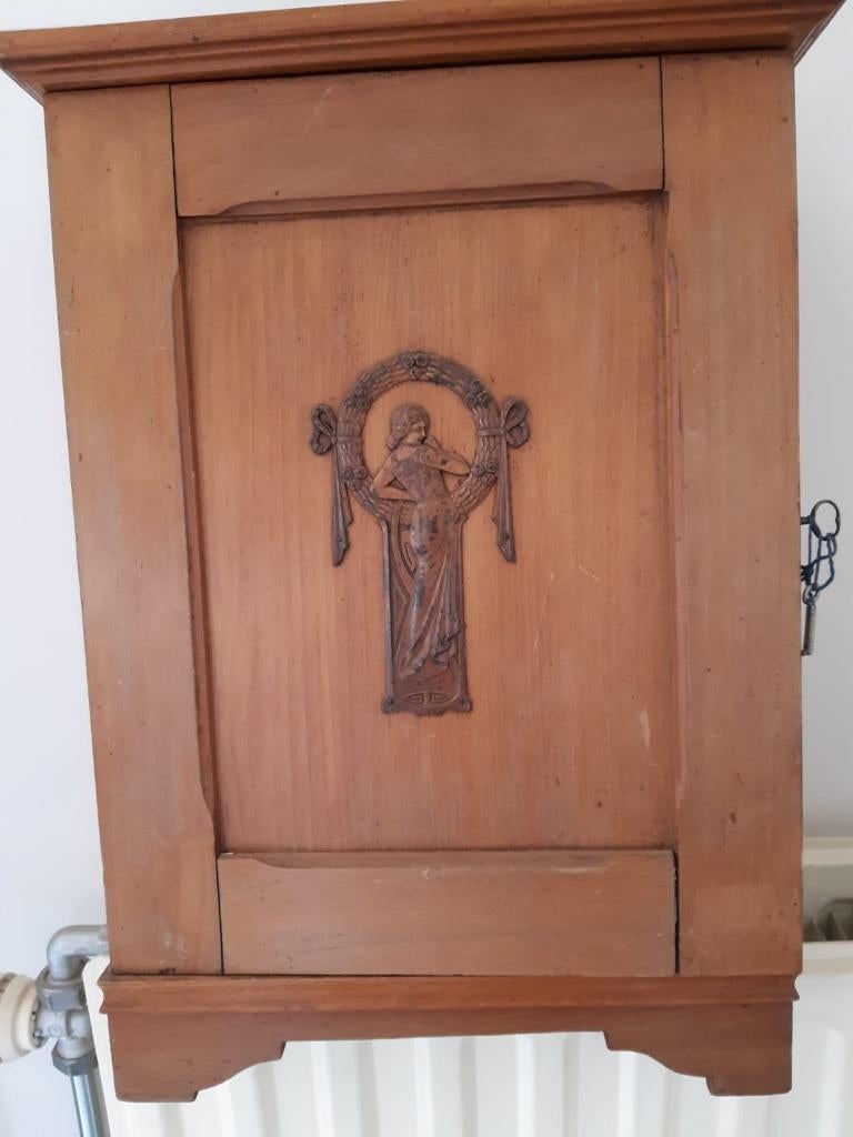 Meuble pharmacie art nouveau - bois massif, Ophalen