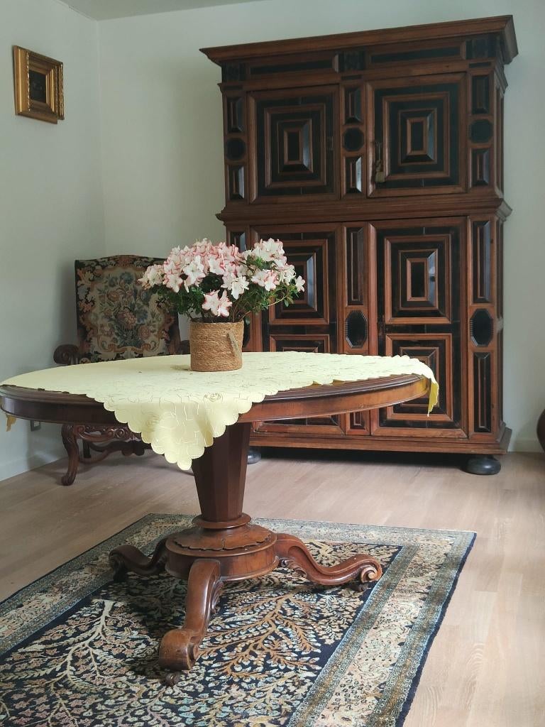 zeer mooie ronde tafel, Huis en Inrichting, Tafels | Eettafels, Ophalen, 100 tot 150 cm, Rustiek, Zo goed als nieuw