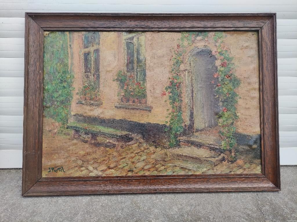 huile sur toile marouffle signe jules postel, Antiek en Kunst, Kunst | Schilderijen | Klassiek, Ophalen of Verzenden