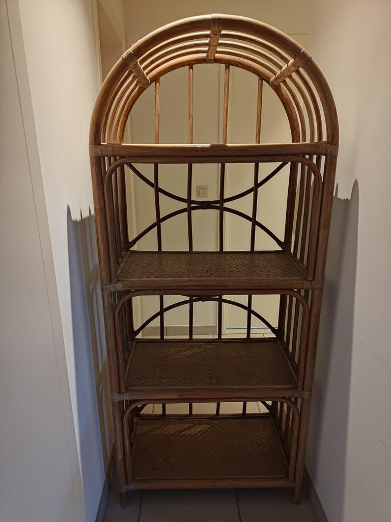 Rotan stellingkast Boho style, Ophalen, Gebruikt