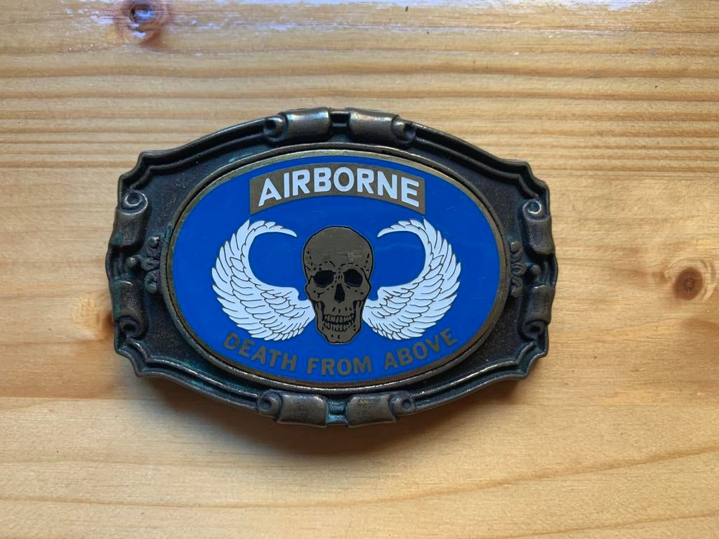 Riem gesp - belt buckle ‘Death from above’, Kleding | Heren, Riemen en Ceintuurs, Ophalen of Verzenden, Zo goed als nieuw, Losse buckle of gesp
