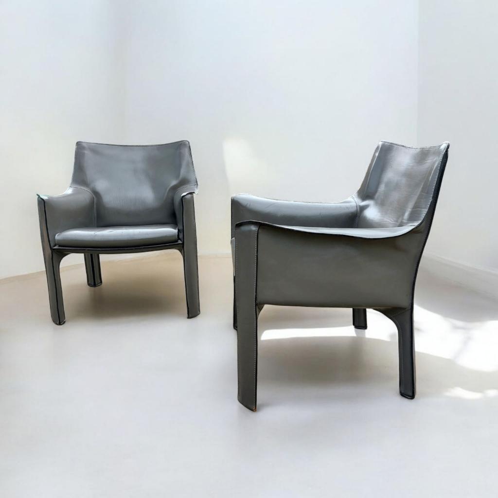 2x Mario Bellini Cab Lounge Chair Fauteuil Model 414 Cassina, Enlèvement ou Envoi