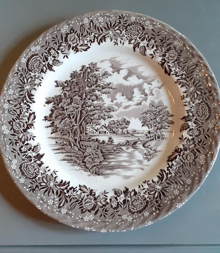 Assiette en faience anglaise decor brun, Enlèvement ou Envoi