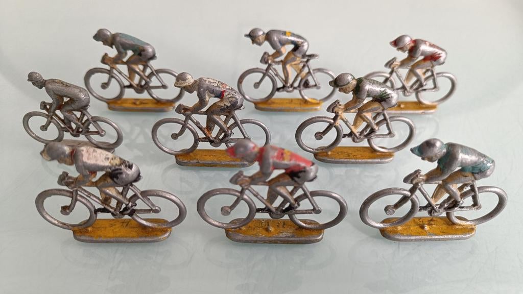 Oude metalen miniatuur wielrenners/coureurs., Ophalen of Verzenden
