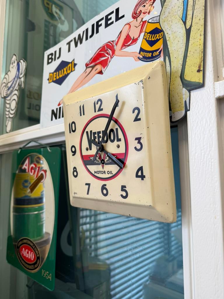 Horloge publicitaire ancienne VEEDOL, Collections, Enlèvement ou Envoi, Utilisé, Panneau publicitaire