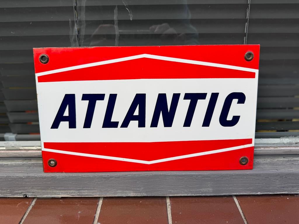 ATLANTIC emaille reclamebord, Verzamelen, Ophalen of Verzenden, Gebruikt, Reclamebord