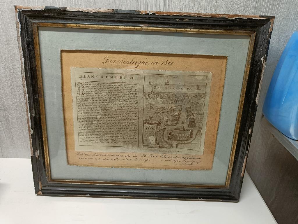 Oude kaart Blankenberghe en 1500, Antiquités & Art, Enlèvement ou Envoi