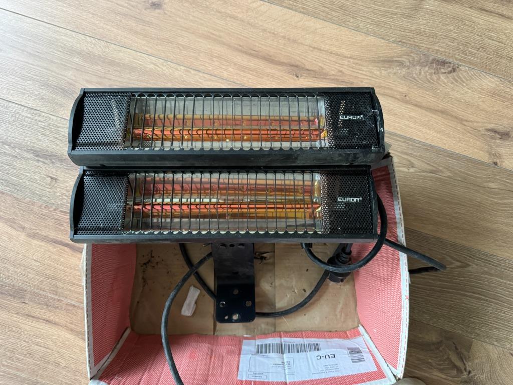 2 Terrasverwarmers EUROM Golden Collection, Elektrisch, Draaibaar, Ophalen of Verzenden, Zo goed als nieuw