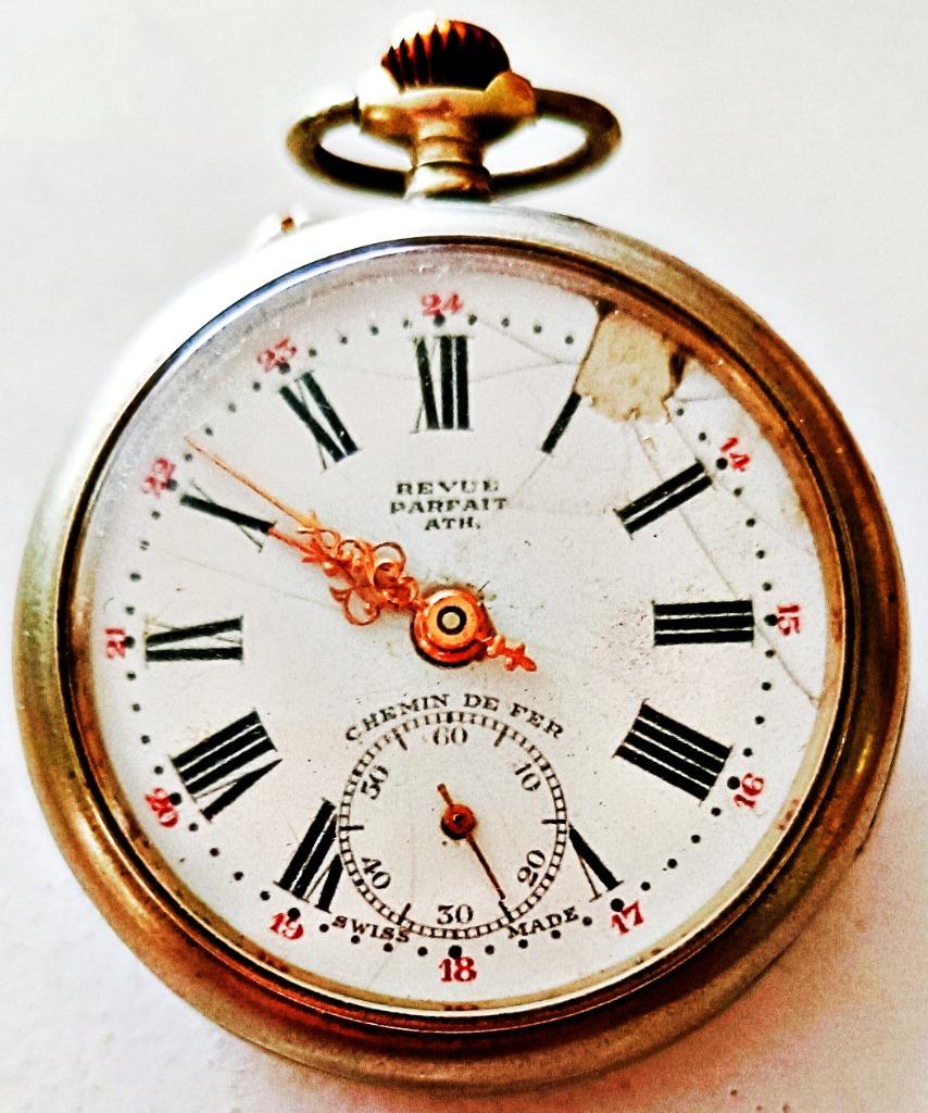 Montre poche homme REVUE PARFAIT, 14 rubis, chiffres romains, Enlèvement ou Envoi, Utilisé