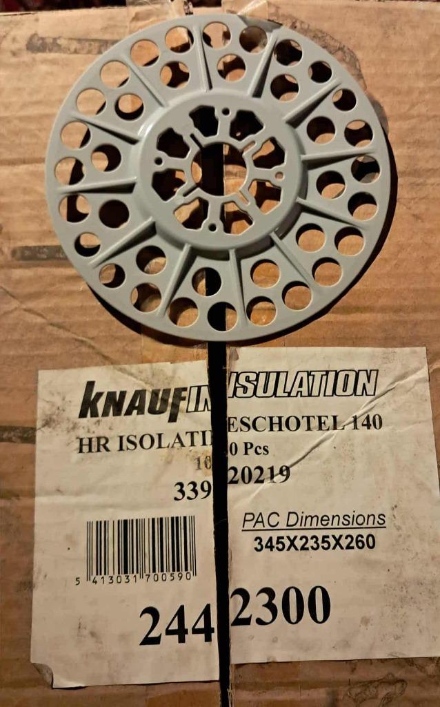 Plaque de fixation - Knauf Isolation - 100 pièces, Neuf, Enlèvement ou Envoi, 12 cm ou plus, Laine de verre