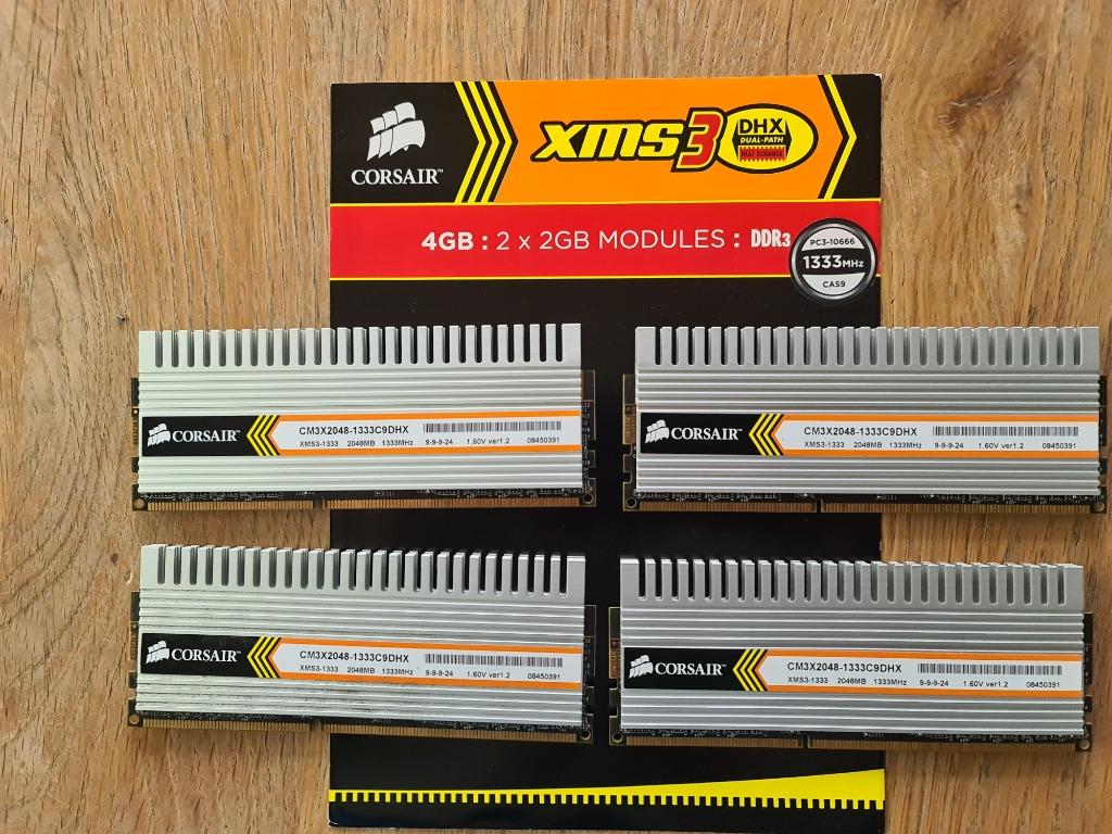 Corsair 8 Gb DDR3 (4x 2gb) 1333Mhz, 8 GB, DDR3, Comme neuf, Enlèvement