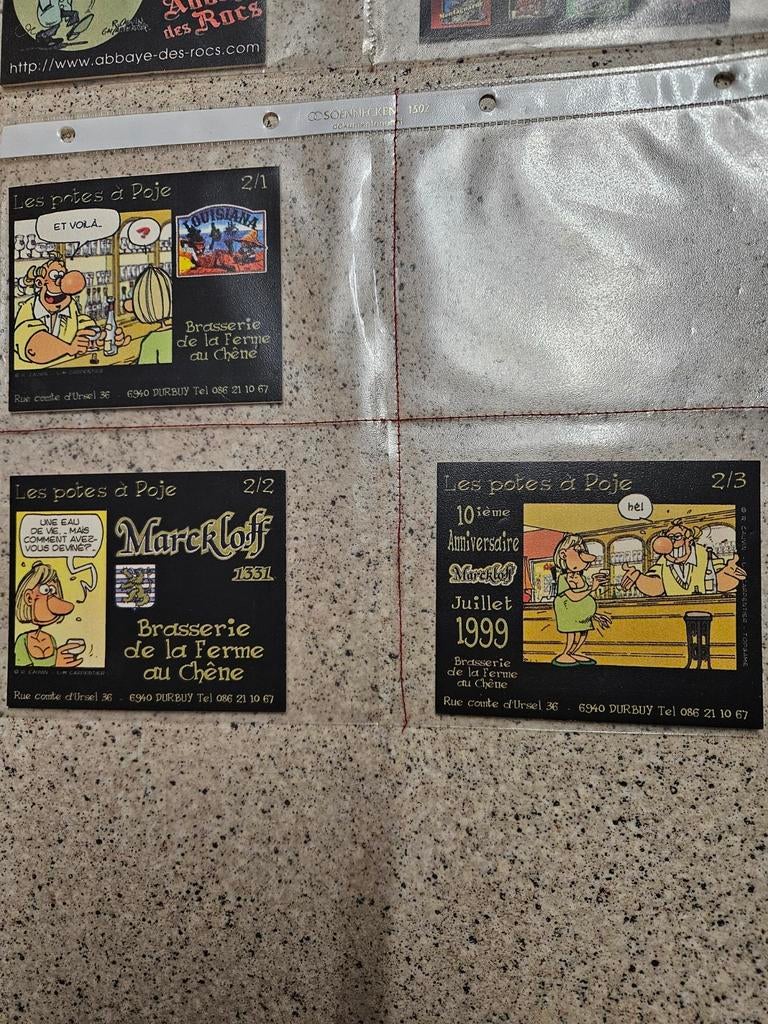 Bierviltjes strip getekend Raoul Cauvin, Verzamelen, Stripfiguren, Ophalen of Verzenden