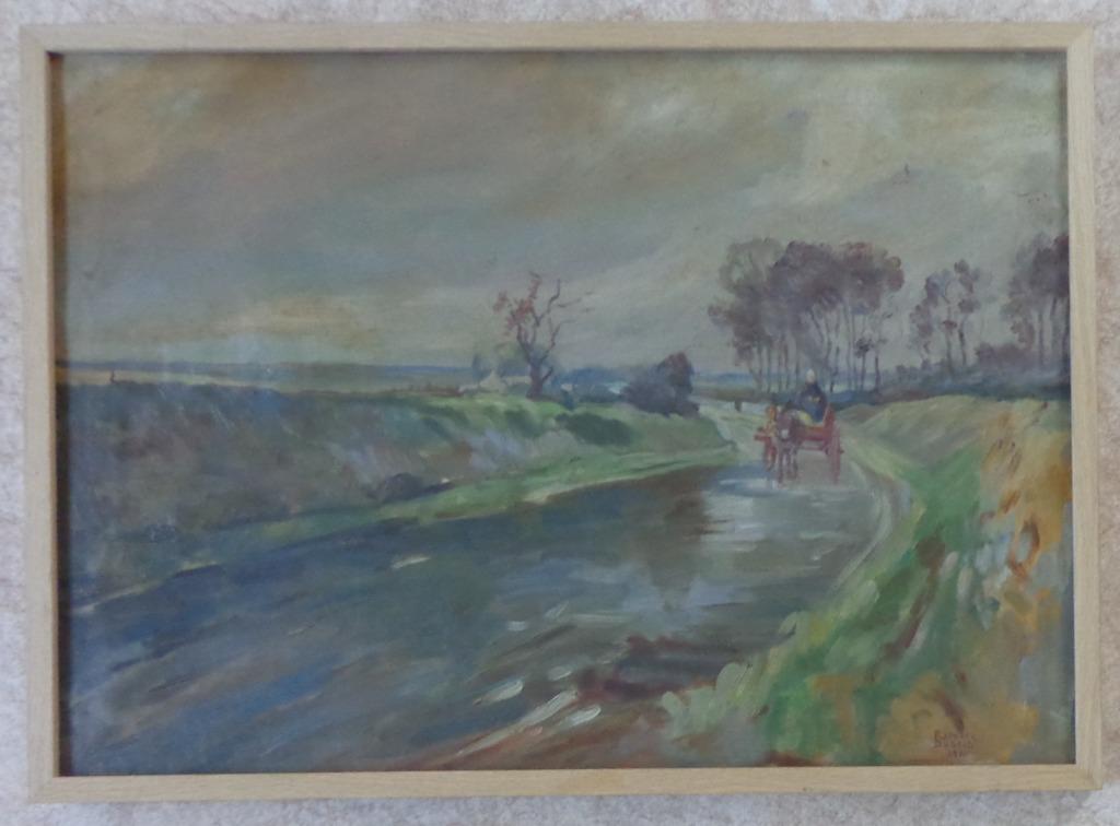 RAPHAEL DUBOIS / BOERENKAR / OLIEVERF DOEK / 48x66cm / KADER, Ophalen of Verzenden