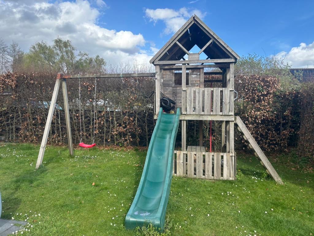 Speelhuis hout, Kinderen en Baby's, Speelgoed | Buiten | Speeltoestellen, Ophalen, Zo goed als nieuw, Schommel, Aanbouwonderdeel