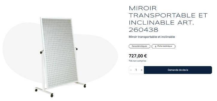 Miroir quadrillé transportable et inclinable Ferrox, Enlèvement, Comme neuf