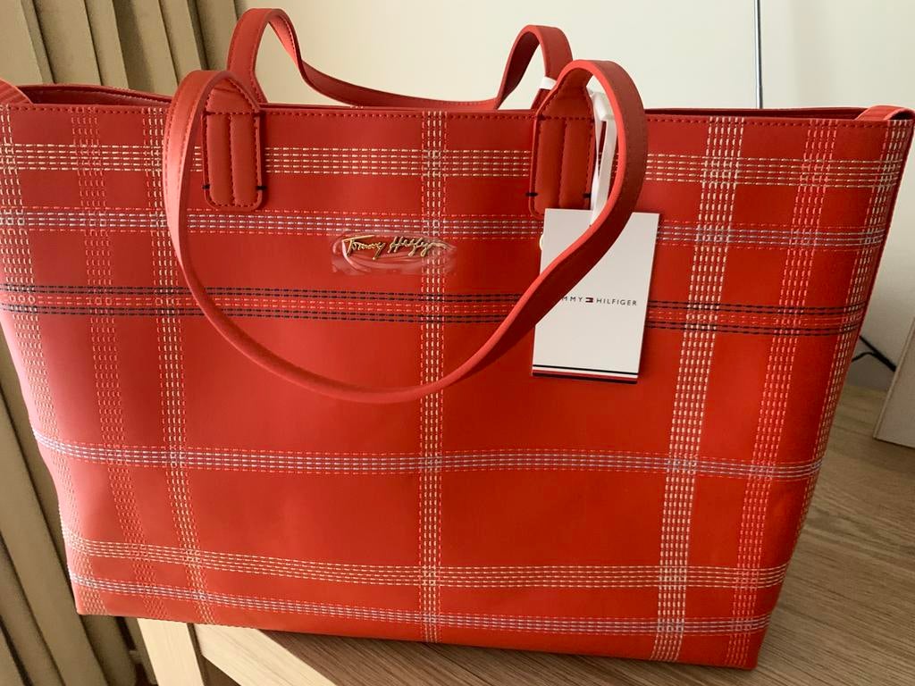Sac à main Tote bag iconic Tommy Hilfiger orange, Enlèvement, Neuf, Orange, Sac à main
