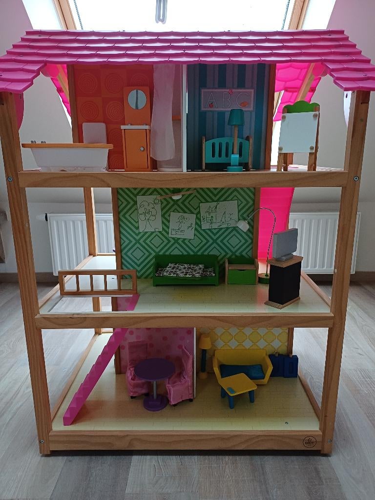 Kidkraft houten poppenhuis 360 /barbie, Ophalen, Gebruikt, Poppenhuis