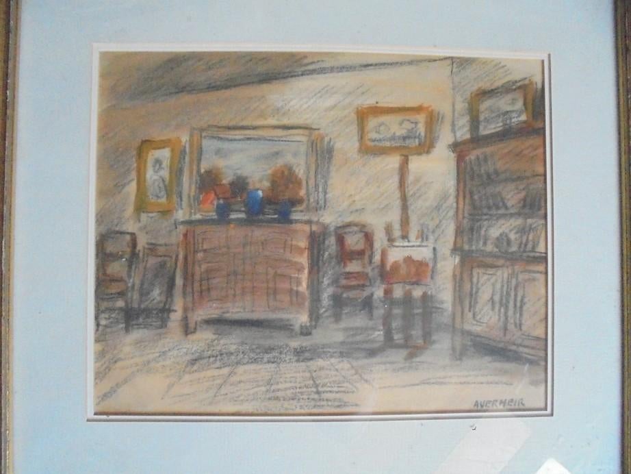 Alfons Vermeir  1905 - 1994   Aquarel  Interieur, Antiek en Kunst, Kunst | Schilderijen | Klassiek, Verzenden