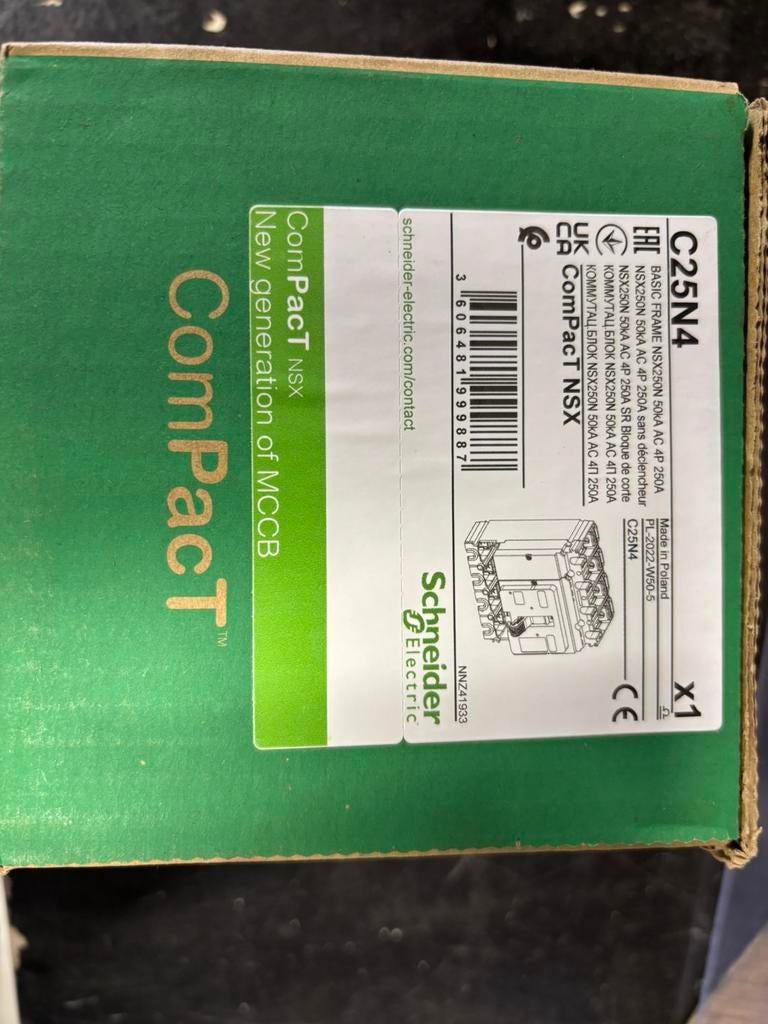 NIEUW: Schakelaar schneider nsx250n 50ka 4p 250A + trip unit, Ophalen, Nieuw, Schakelaar