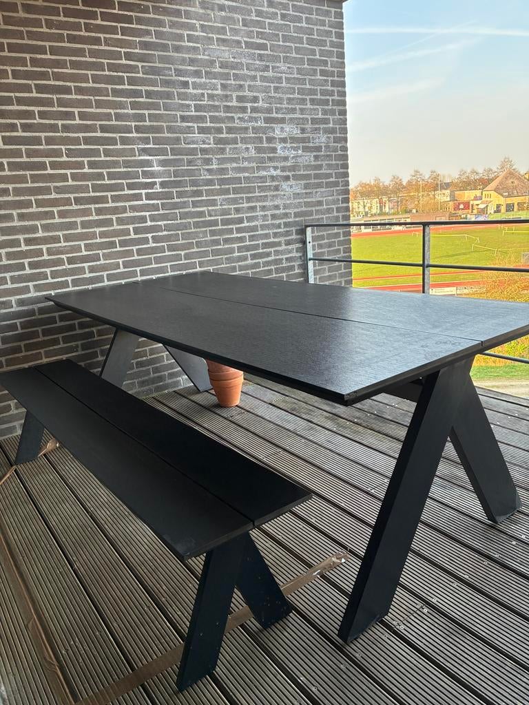 Tuintafel + bank, Ophalen, Zo goed als nieuw, Rechthoekig, Kunststof