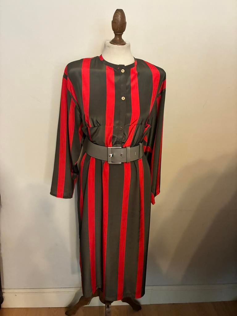 VINTAGE DRESS BLACKY DRESS ROOD/OLIJF, Verzenden, Zo goed als nieuw, Rood
