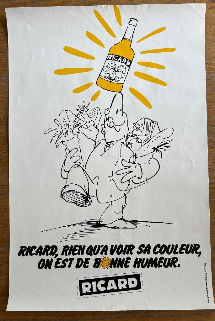 Affiche publicitaire Ricard, Collections, Posters & Affiches, Utilisé, Publicité, A1 jusqu'à A3, Enlèvement