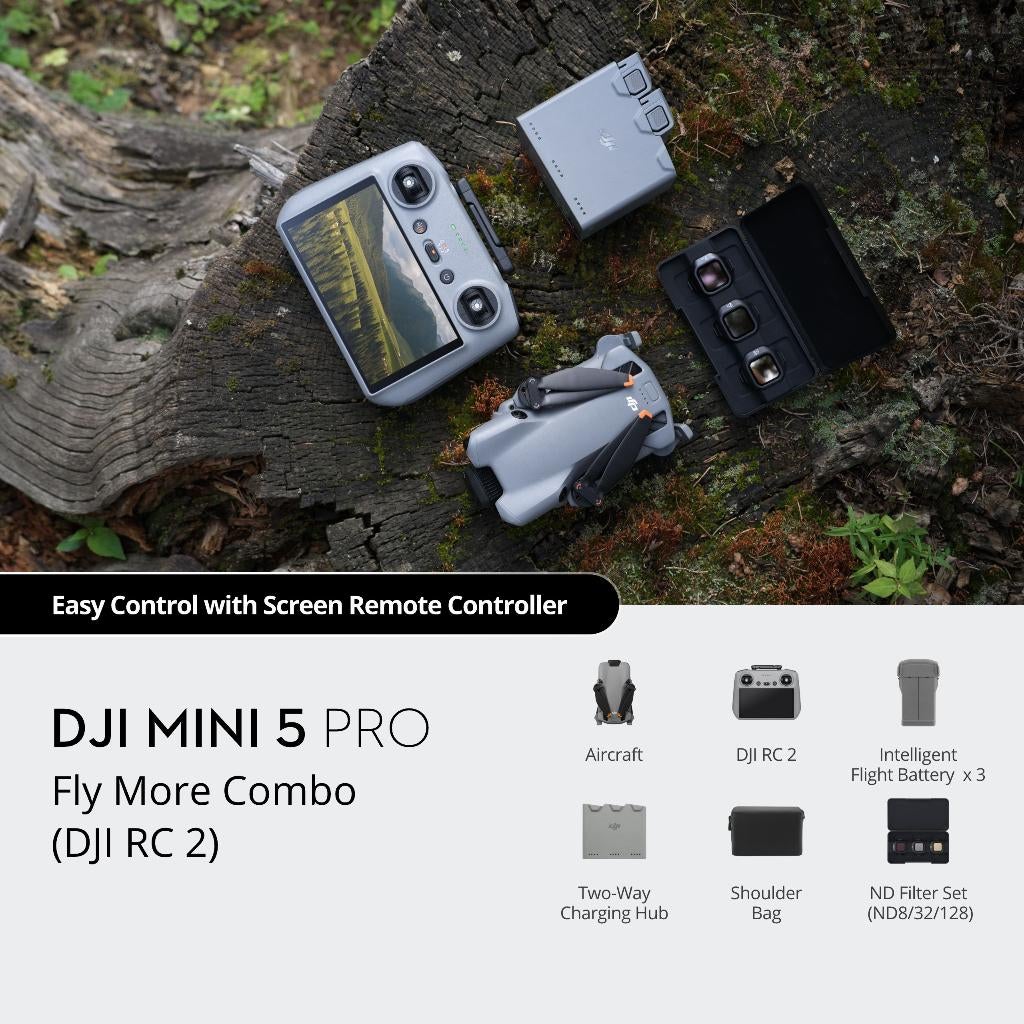 DJI MINI 5 PRO RC2 FLY MORE COMBO, TV, Hi-fi & Vidéo, Drones, Enlèvement ou Envoi, Moins de 250 g, Retour au point de départ, Qualité supérieure