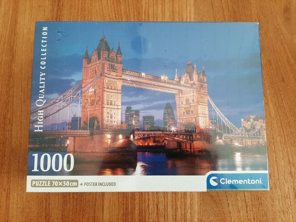 Nieuwe Clementoni puzzel 1000 stuks Tower Bridge at night, Hobby en Vrije tijd, Denksport en Puzzels, Nieuw, Legpuzzel, 500 t/m 1500 stukjes