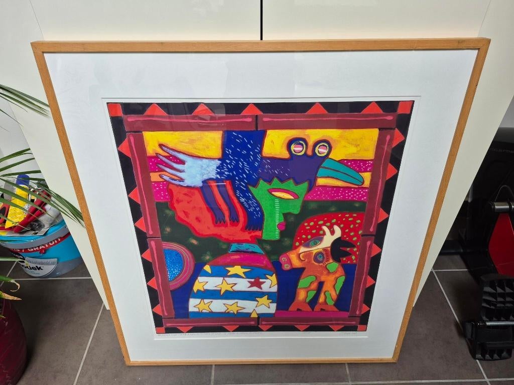 Clemens Briels Pajaro negro Cambia zeefdruk 100 x 90, Antiek en Kunst, Ophalen of Verzenden