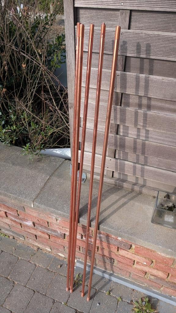 Lot de 5 Piquets de Terre 1,5m - Cuivre (Filetés), Bricolage & Construction, Enlèvement, Neuf, Cuivre ou Laiton
