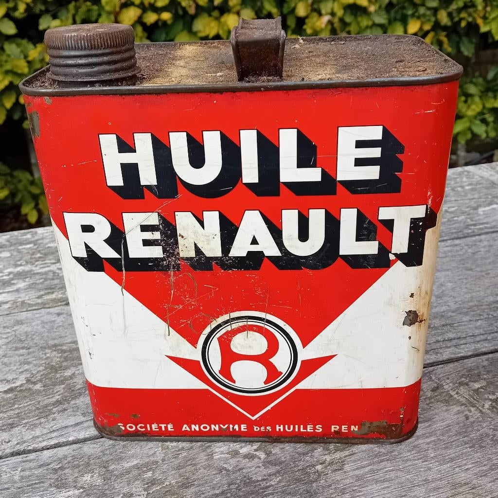 Vintage olieblik Huile Renault 5L, Verzamelen, Ophalen of Verzenden, Gebruikt