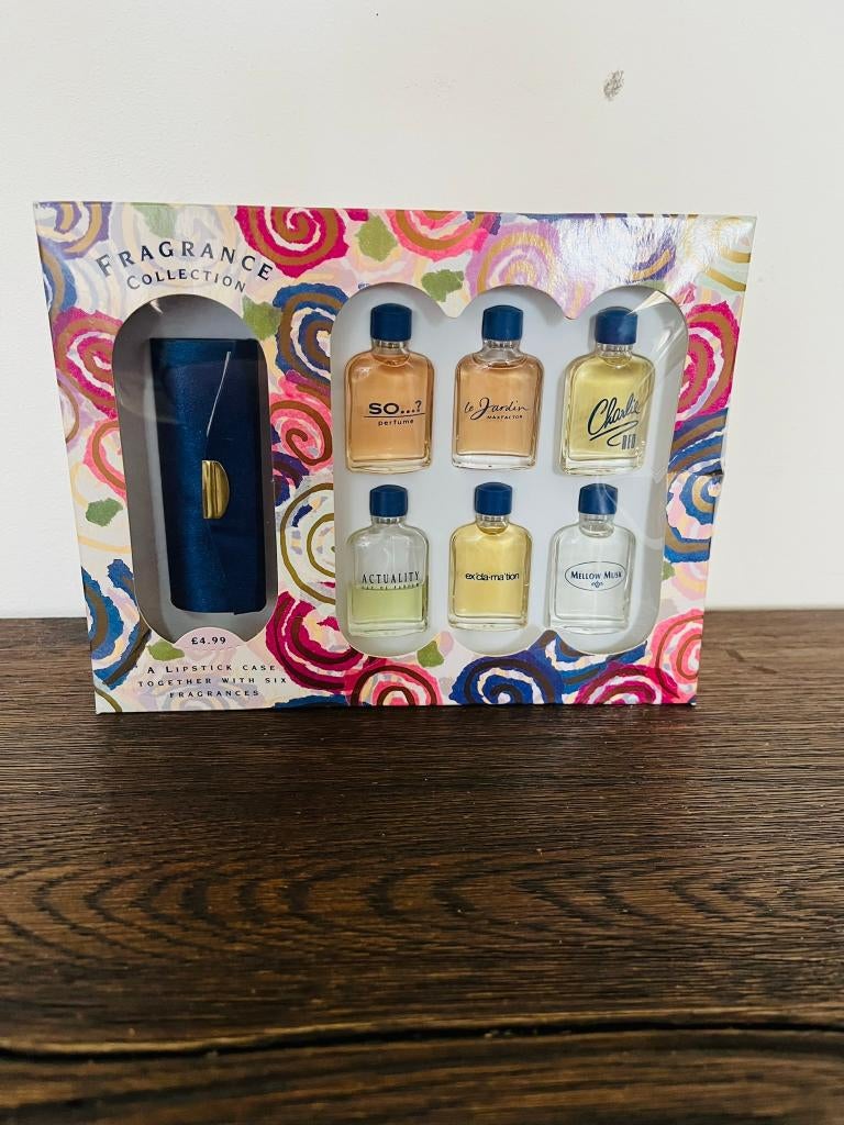 Vintage parfum set lipstick case  Max Factor, Yardley, Coty, Verzamelen, Ophalen of Verzenden, Nieuw, Miniatuur, Gevuld