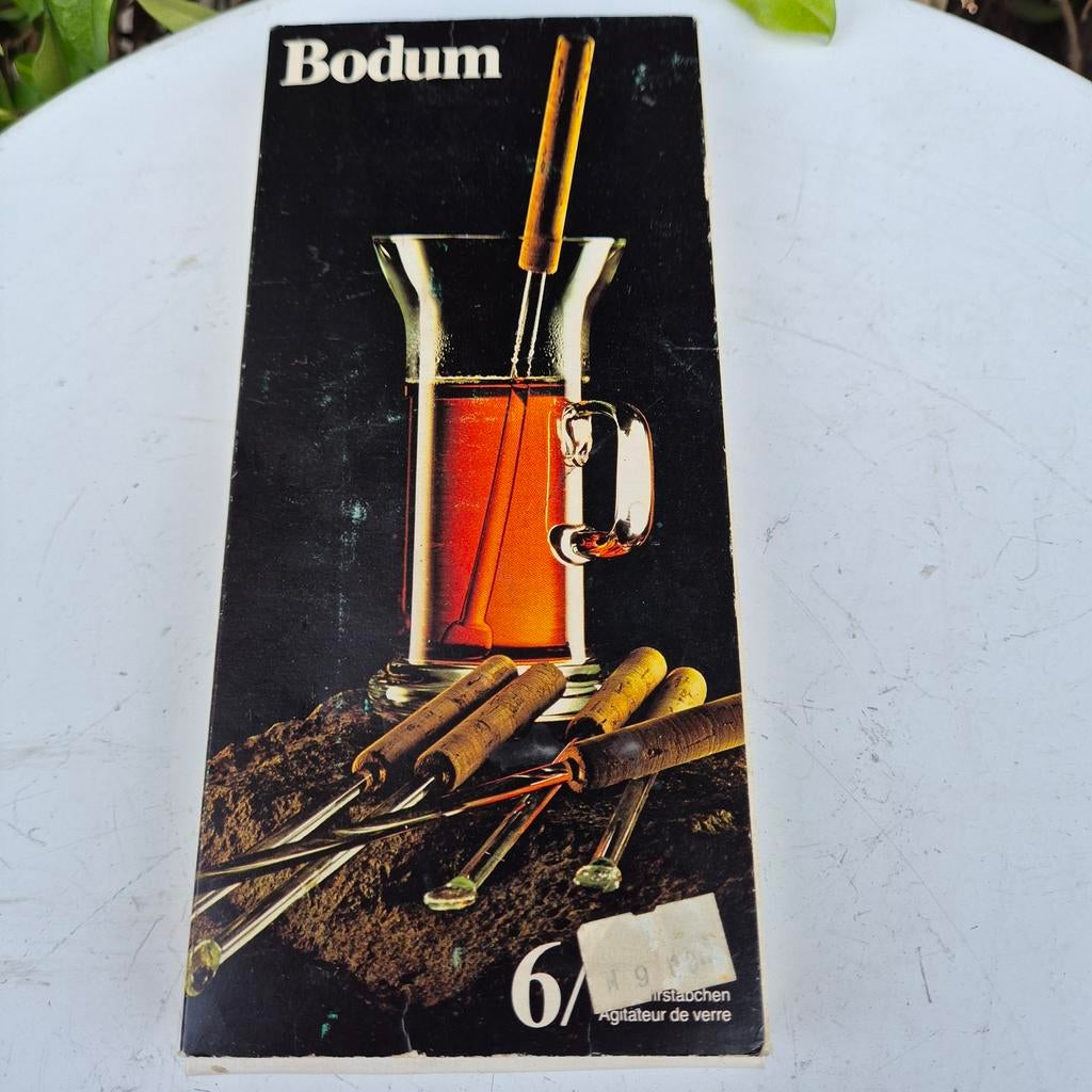 Roerstaafjes, Bodum, glas en kurk. Jaren 70, Denemarken., Ophalen of Verzenden