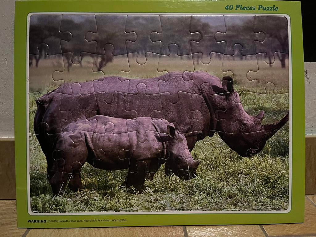 Puzzel neushoorn 40 stukjes, Ophalen, 10 tot 50 stukjes, Zo goed als nieuw