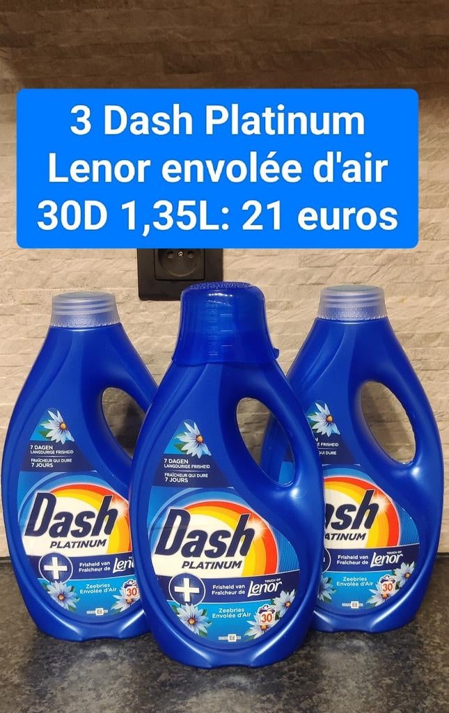 3 produits Dash Lenor envolée d'air 1,35L (30 doses), Maison & Meubles, Produits de nettoyage, Enlèvement