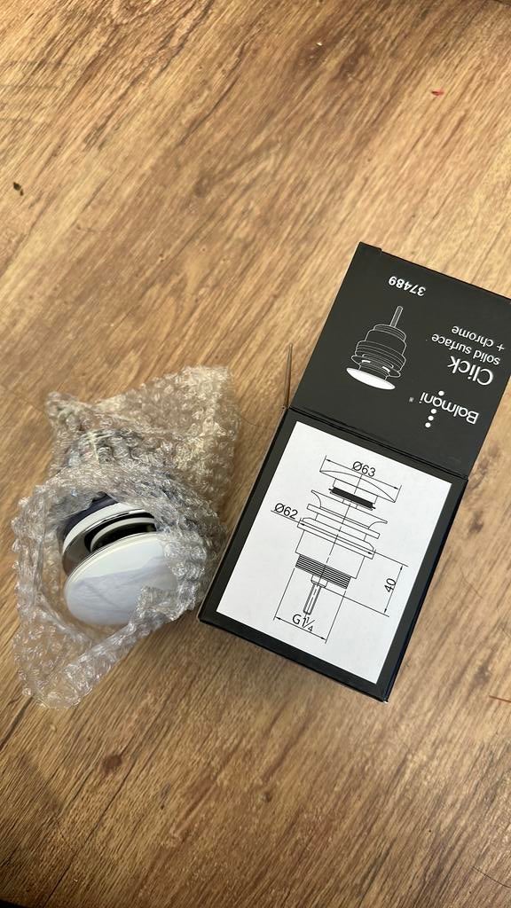 Balmani plug Solid surface + Chrome, Bricolage & Construction, Sanitaire, Enlèvement ou Envoi, Neuf, Chrome, Lavabo