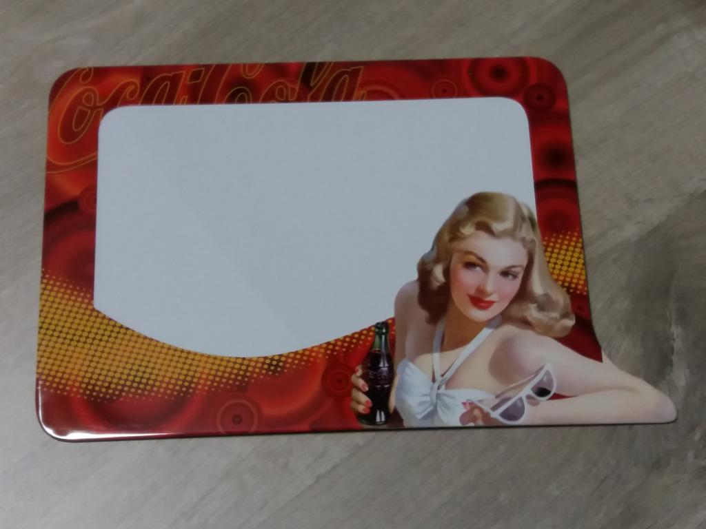Coca cola schrijfbord / memobord = 21cm x 33cm , metaal 	= N, Ophalen of Verzenden, Nieuw, Reclamebord