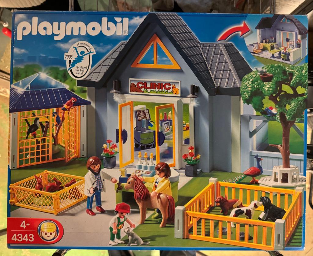 playmobil 4343 +4346- Clinique Veterinaire & bloc operatoire, Enlèvement, Utilisé, Ensemble complet