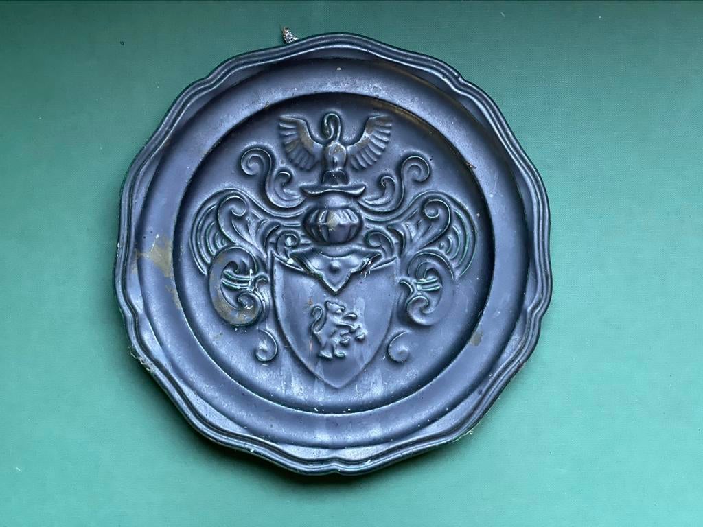 Plaque murale BMF W-Germany en étain avec armoiries famille, Enlèvement ou Envoi