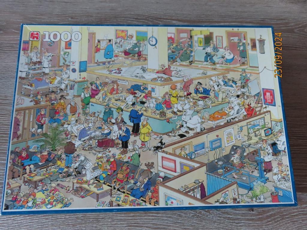 Puzzel 1000 stk - Jan Van Haasteren - Get Well Soon, Ophalen of Verzenden, 500 t/m 1500 stukjes, Zo goed als nieuw, Legpuzzel
